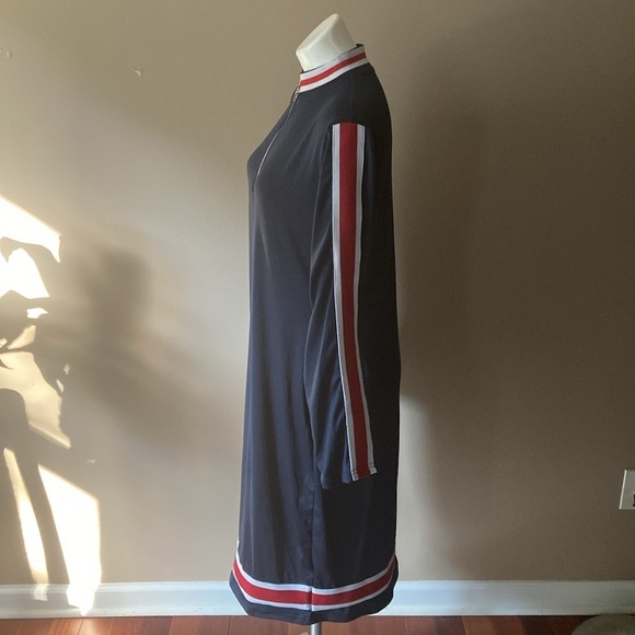Navy Blue And Red Striped Long Sleeve  Plus Size 2X Midi Dress - Picture 4 of 7